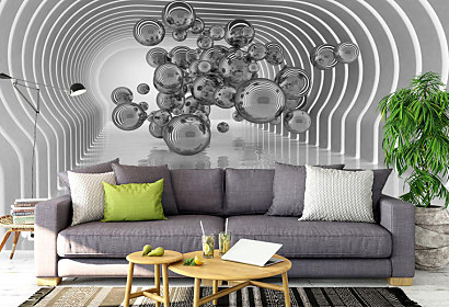 Moderná 3d fototapeta Strieborné gule 